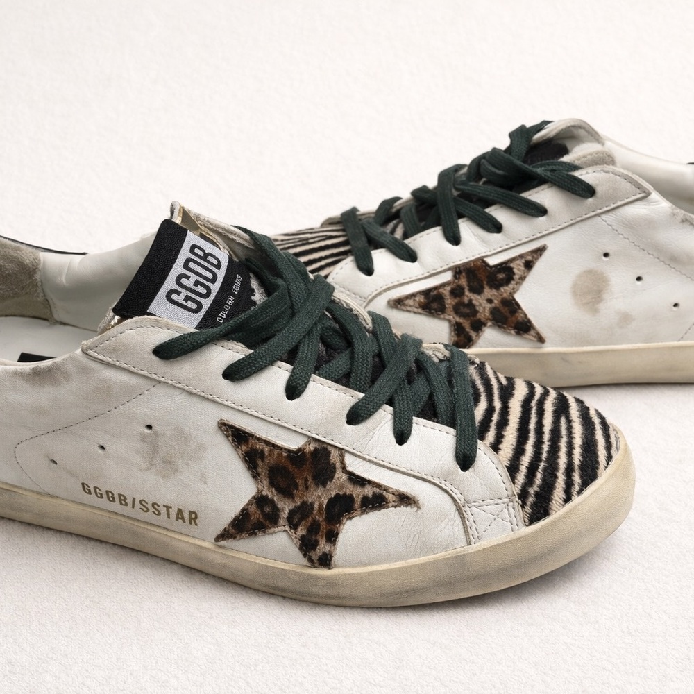 Golden Goose Leopard Star Zebra Sneakers